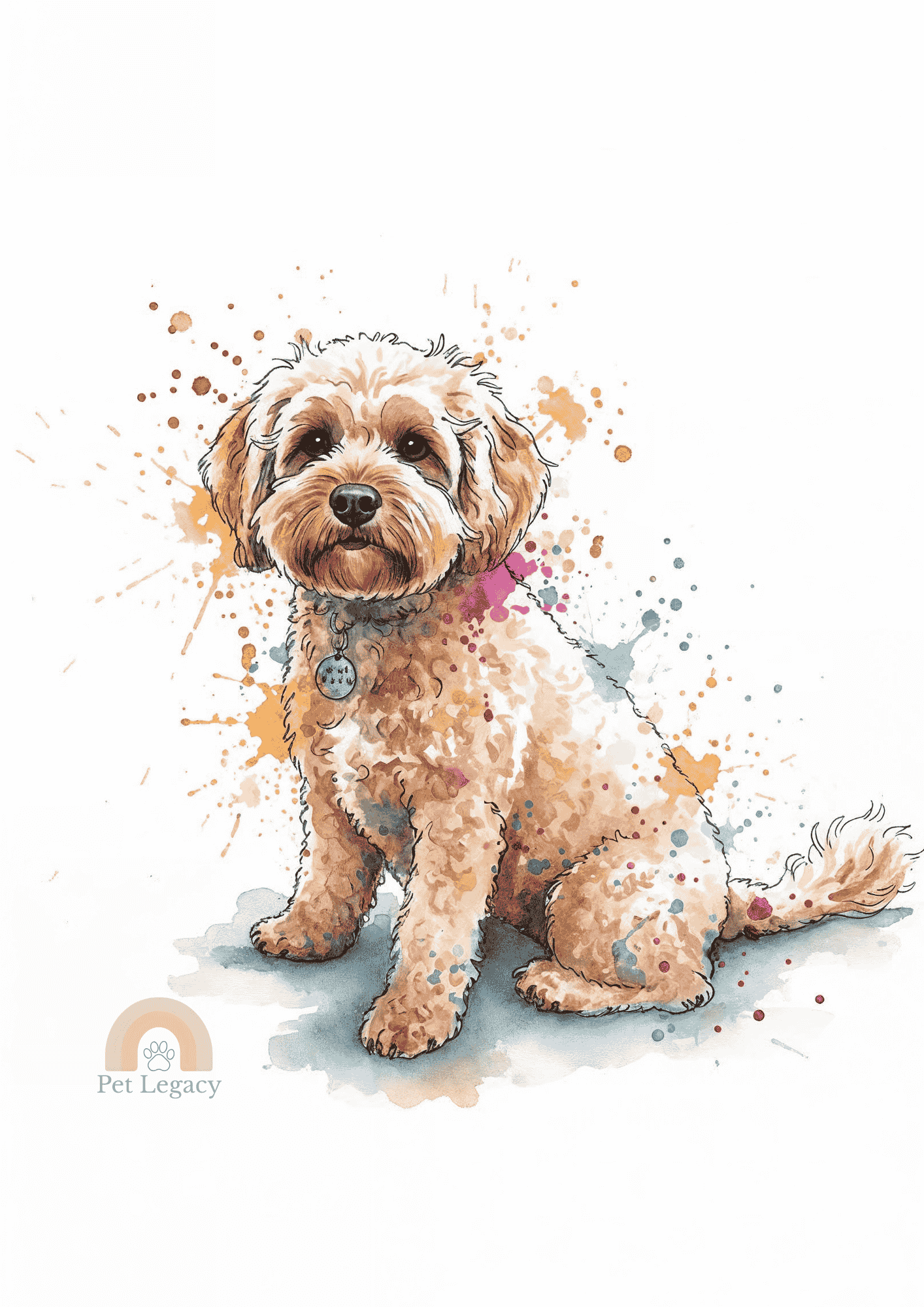 Watercolour splash pet portrait (digital download) – custom pet portrait UK by Pet Legacy